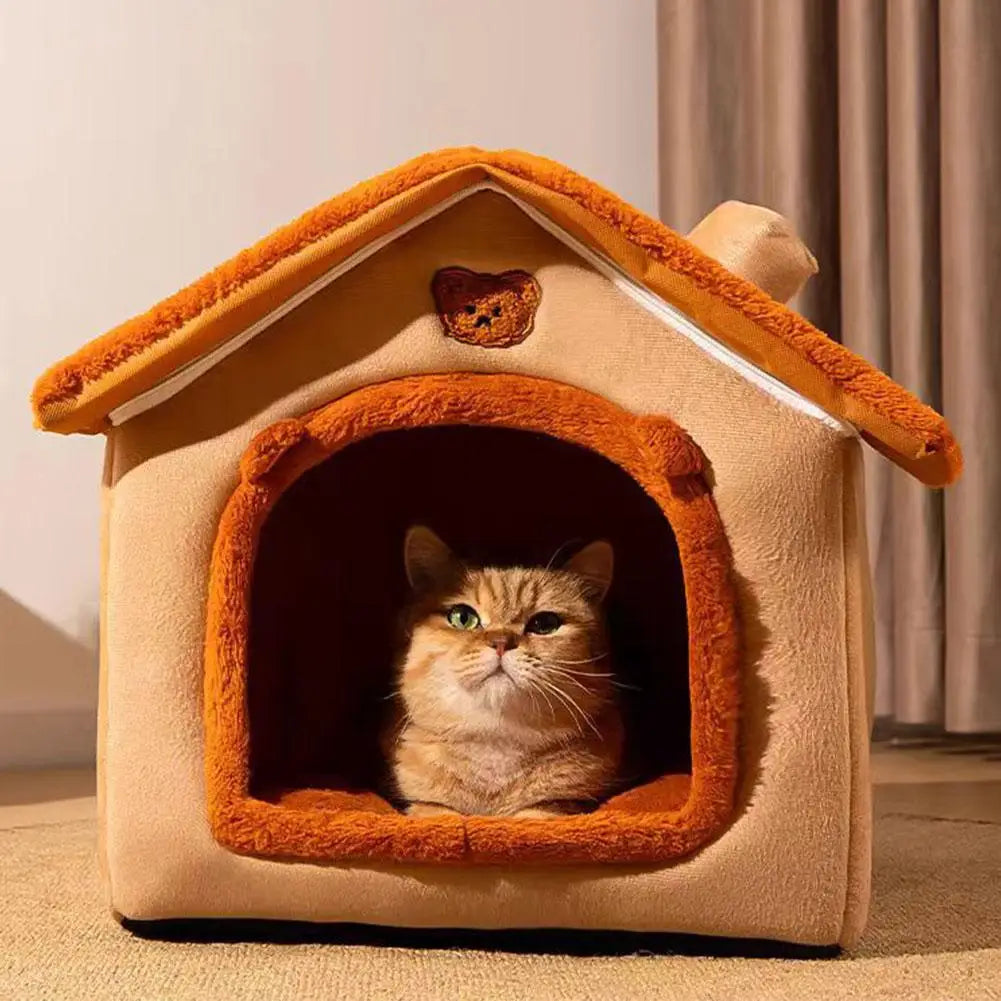 Cama en forma de casa para mascotas premium
