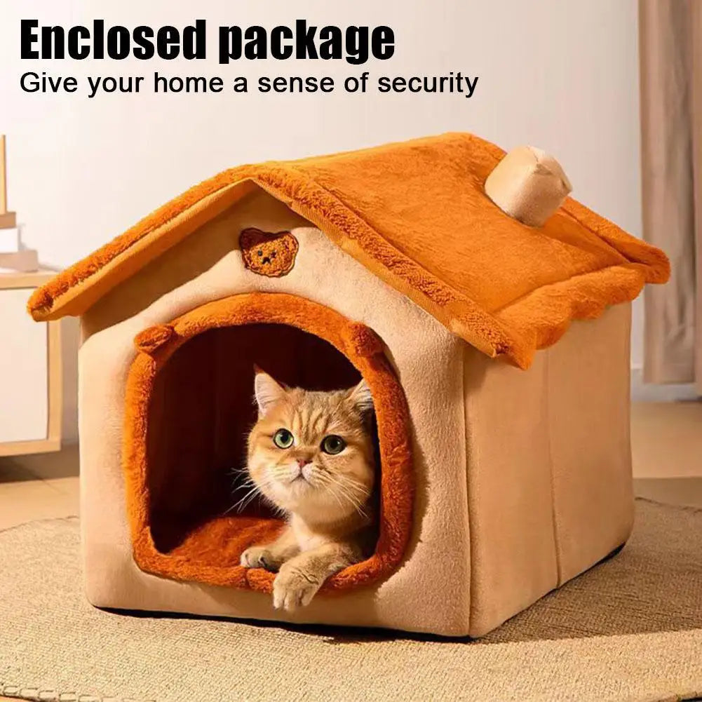 Cama en forma de casa para mascotas premium