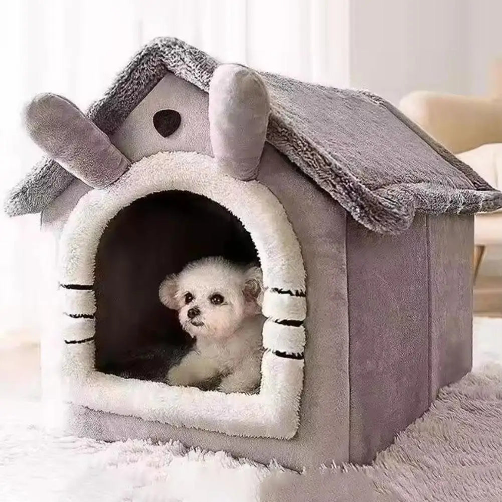 Cama en forma de casa para mascotas premium