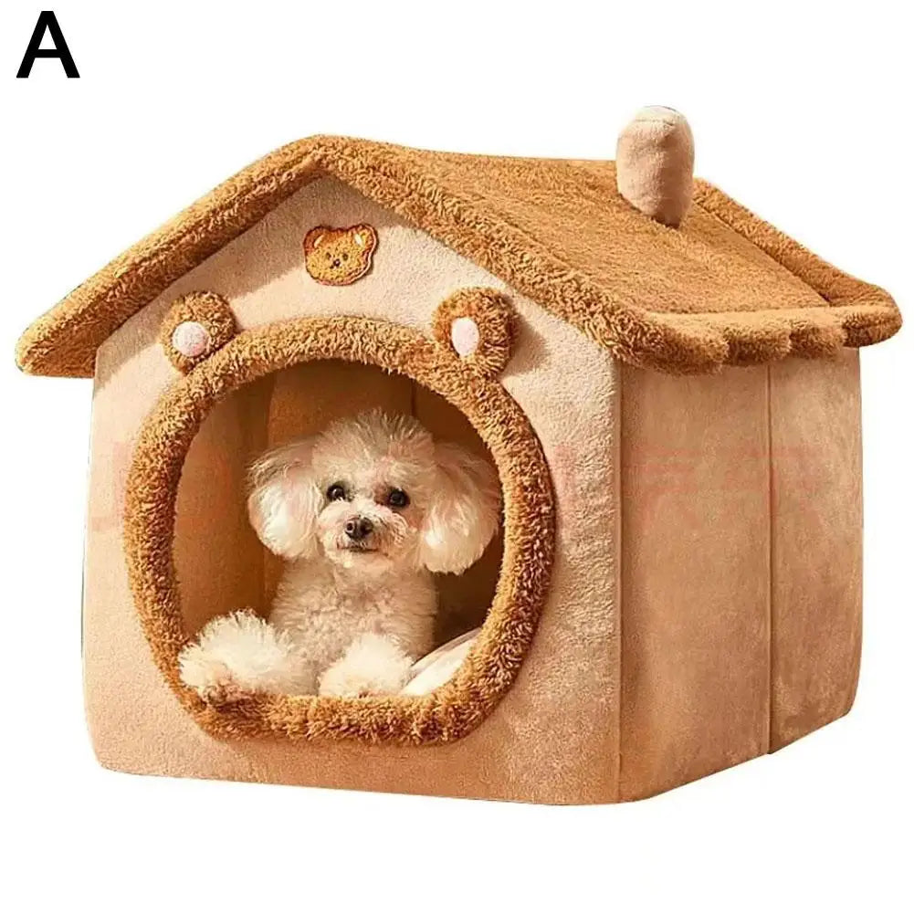 Cama en forma de casa para mascotas premium