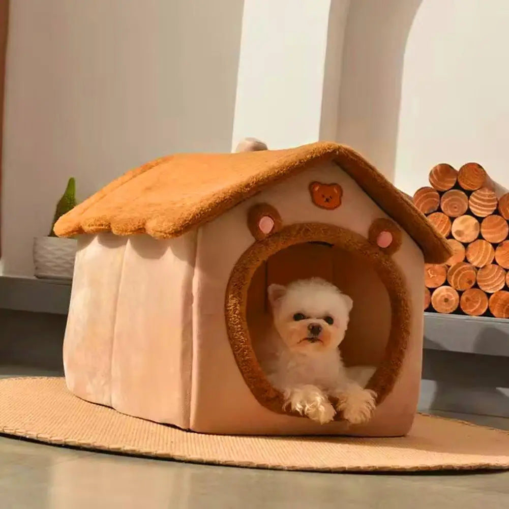 Cama en forma de casa para mascotas premium